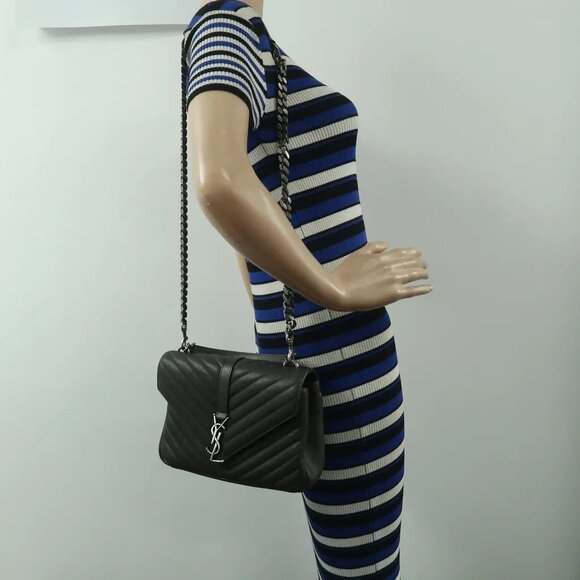 SAINT LAURENT College Black Leather Satchel 1230-032825 - Picture 12 of 12